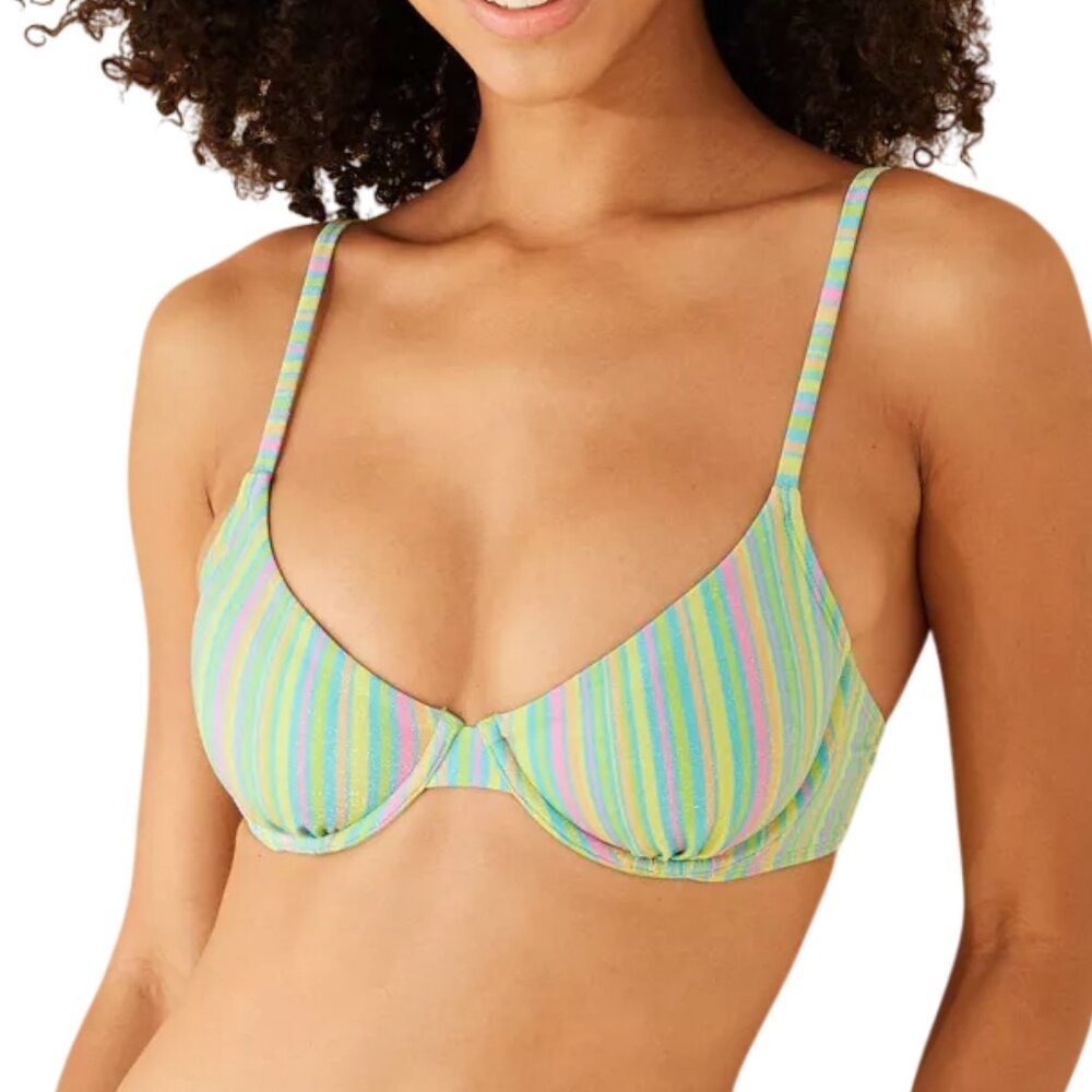 Women's Sparkle Underwire Bikini Top - Wild Fable -  Green Striped